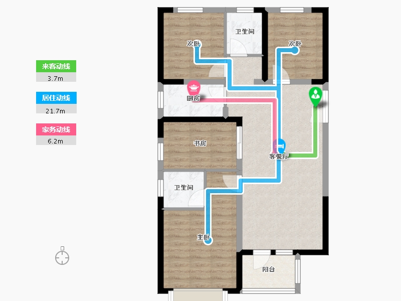 河北省-廊坊市-荣盛桃李观邸-85.81-户型库-动静线