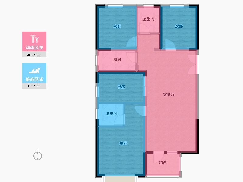 河北省-廊坊市-荣盛桃李观邸-85.81-户型库-动静分区