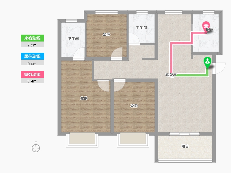 河南省-安阳市-​丛台金榕湾-94.40-户型库-动静线