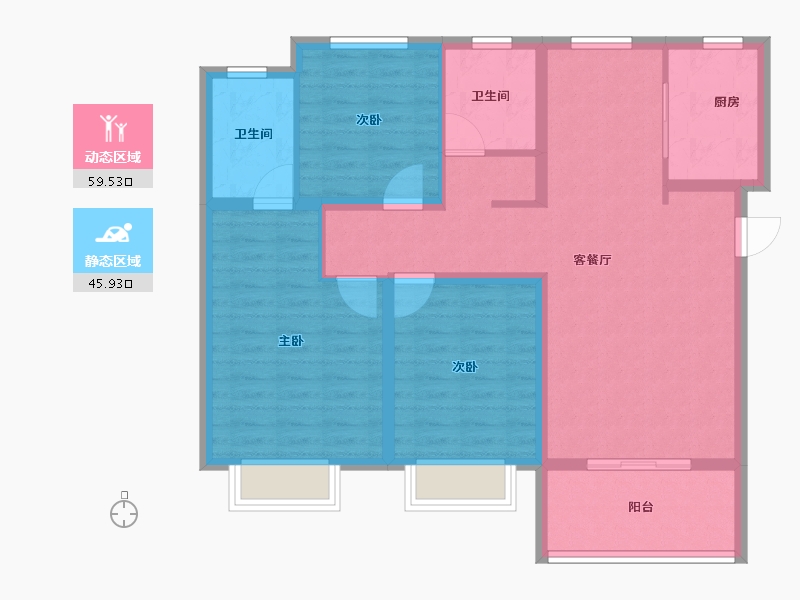 河南省-安阳市-​丛台金榕湾-94.40-户型库-动静分区