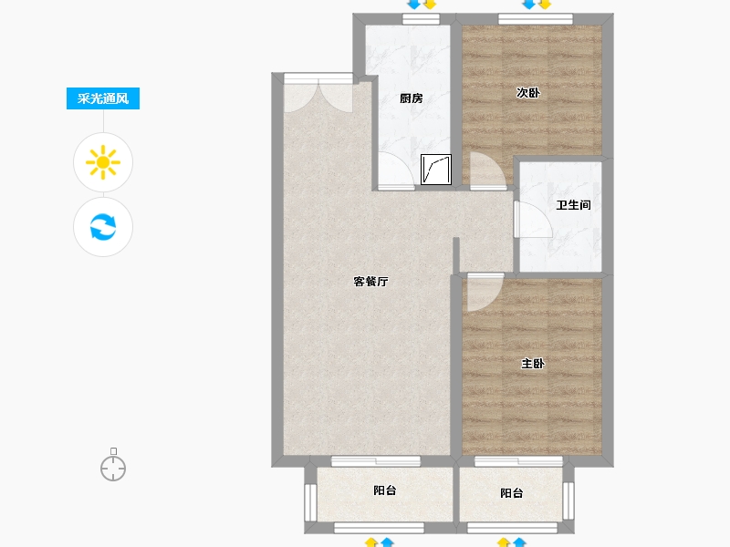 河北省-廊坊市-远洋光华城-64.00-户型库-采光通风