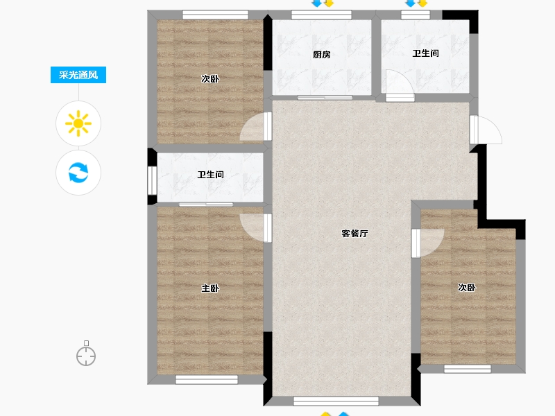 吉林省-通化市-颐合城·观唐-87.55-户型库-采光通风