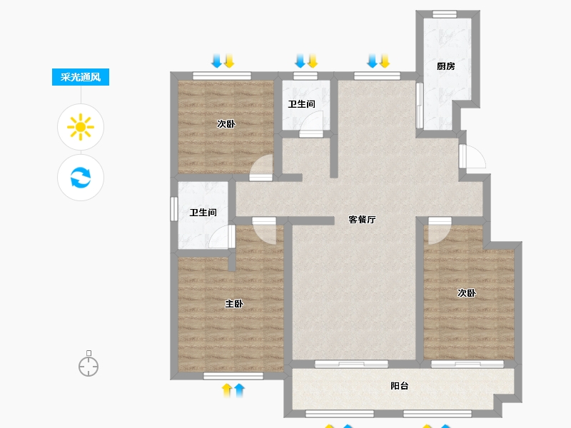 河北省-廊坊市-京安府-102.00-户型库-采光通风