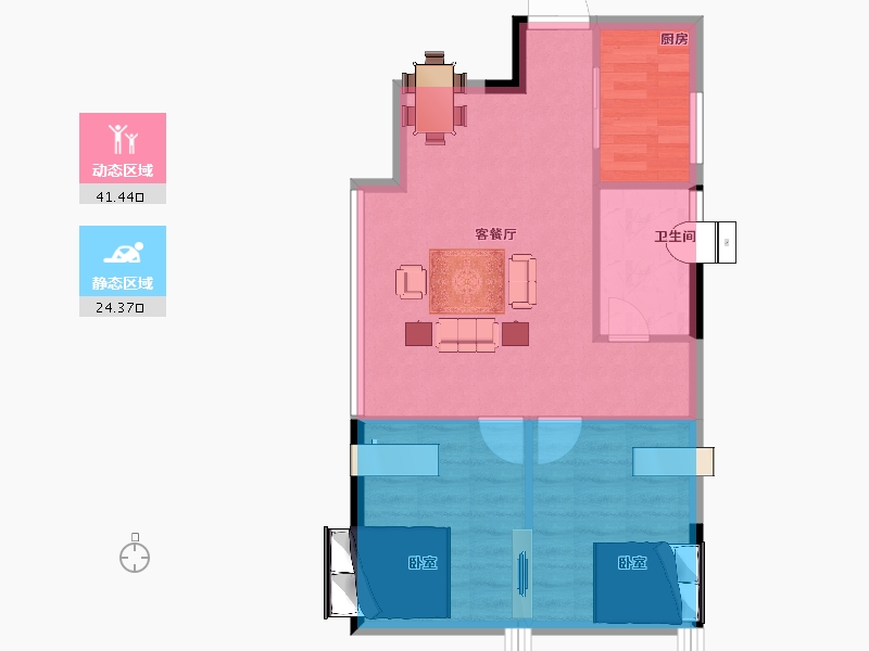 浙江省-湖州市-宝龙旭辉城-60.01-户型库-动静分区