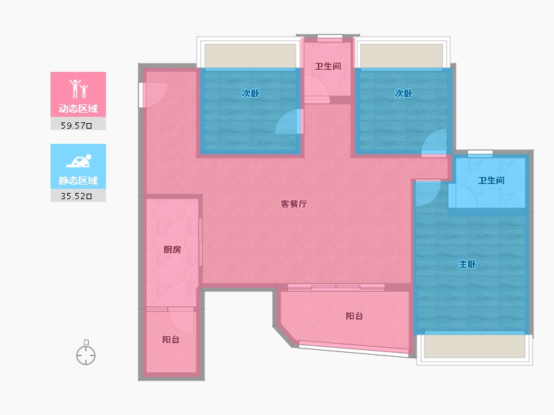 四川省-遂宁市-荣兴时代滨江-84.29-户型库-动静分区