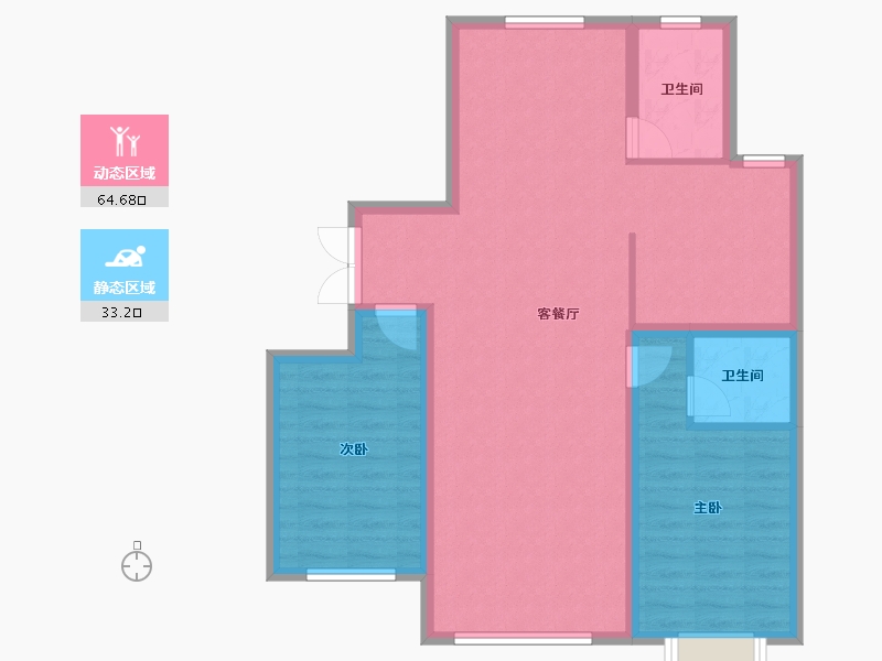 内蒙古自治区-鄂尔多斯市-亿成学府华庭-88.52-户型库-动静分区