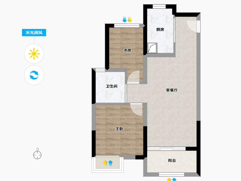 安徽省-蚌埠市-世茂中梁·云锦园-53.11-户型库-采光通风