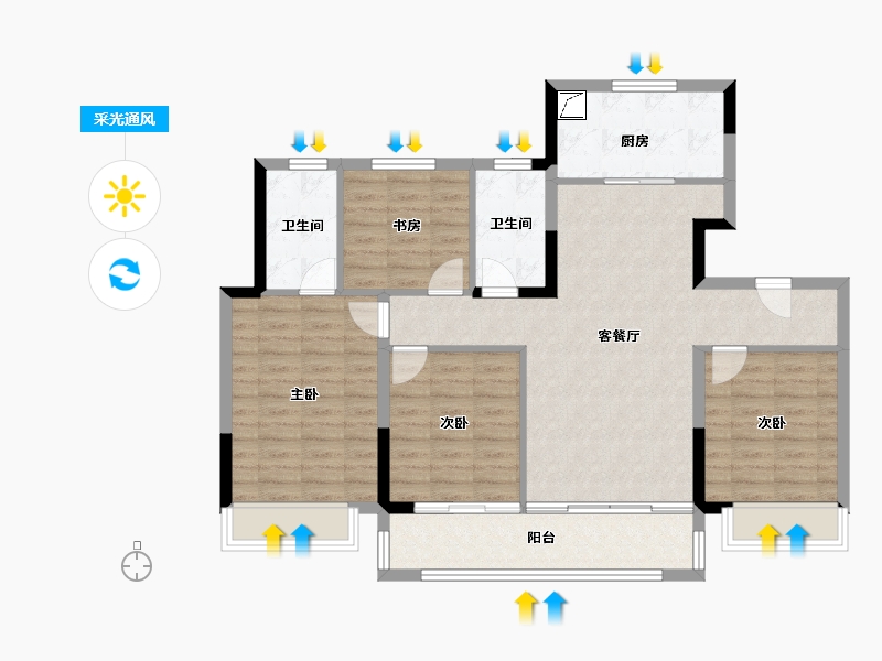 安徽省-蚌埠市-世茂中梁·云锦园-102.54-户型库-采光通风