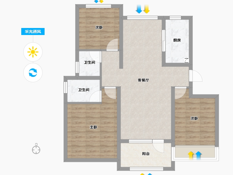 山东省-淄博市-南益名士华府-78.91-户型库-采光通风