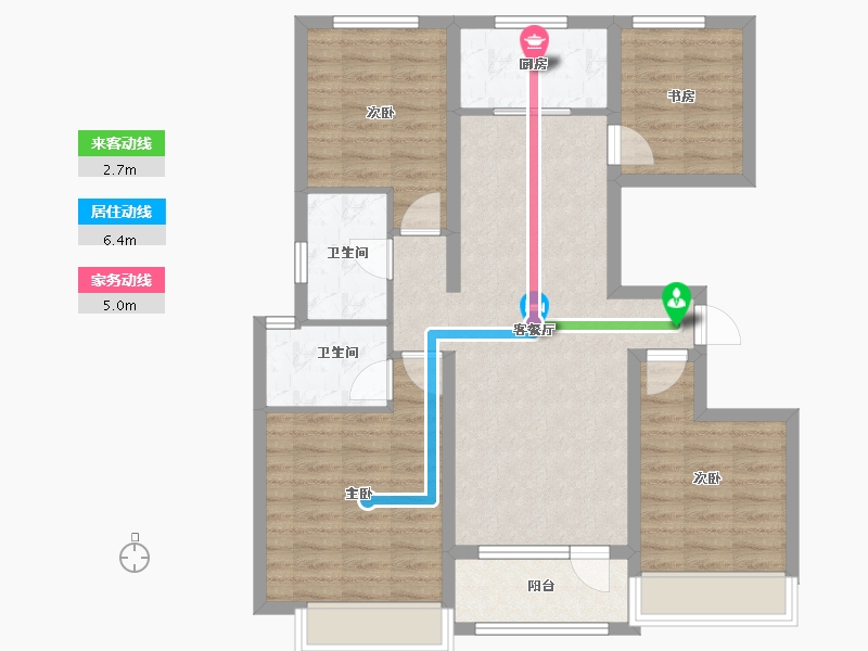 山东省-淄博市-南益名士华府-88.78-户型库-动静线