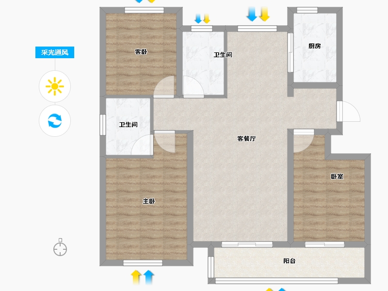 河北省-衡水市-孔雀城-96.00-户型库-采光通风