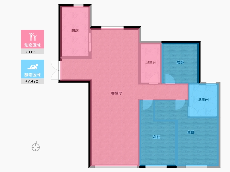 内蒙古自治区-鄂尔多斯市-市城投瑜瑾园-106.47-户型库-动静分区