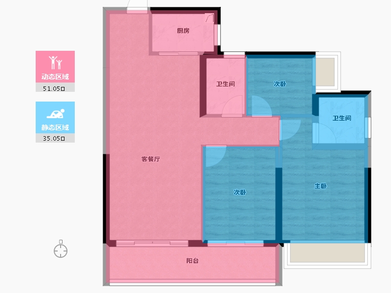 广东省-汕头市-龙光逸景阳光嘉府-77.25-户型库-动静分区