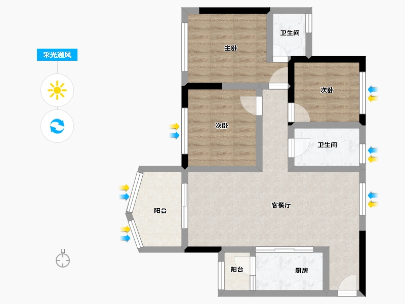 四川省-遂宁市-荣兴时代滨江-73.51-户型库-采光通风