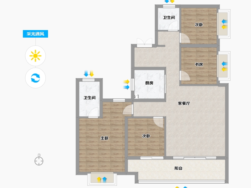 安徽省-安庆市-万达广场天空之城-109.46-户型库-采光通风