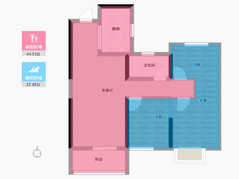 湖南省-衡阳市-保利阅江台-61.39-户型库-动静分区