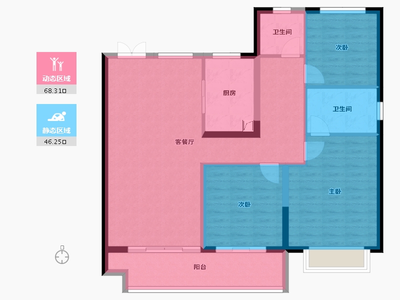 安徽省-安庆市-万达广场天空之城-103.76-户型库-动静分区