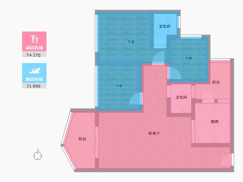 四川省-遂宁市-荣兴时代滨江-74.90-户型库-动静分区