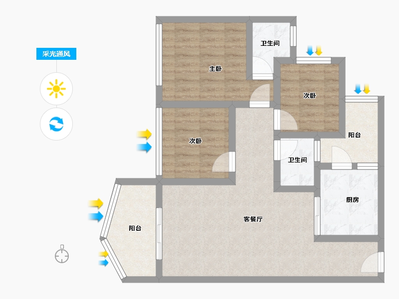 四川省-遂宁市-荣兴时代滨江-74.90-户型库-采光通风