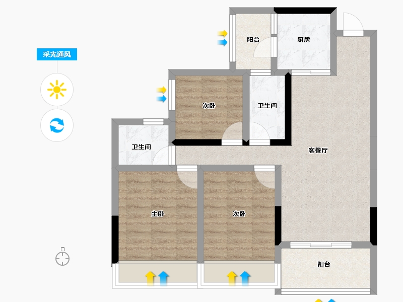 四川省-遂宁市-邦泰江山樾-74.43-户型库-采光通风