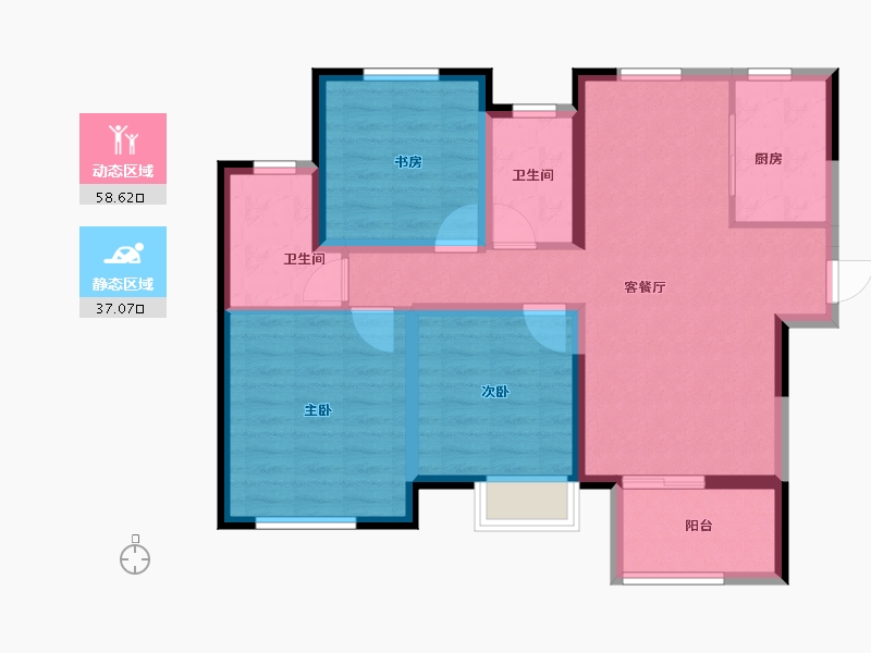 湖北省-鄂州市-万科橙-85.00-户型库-动静分区