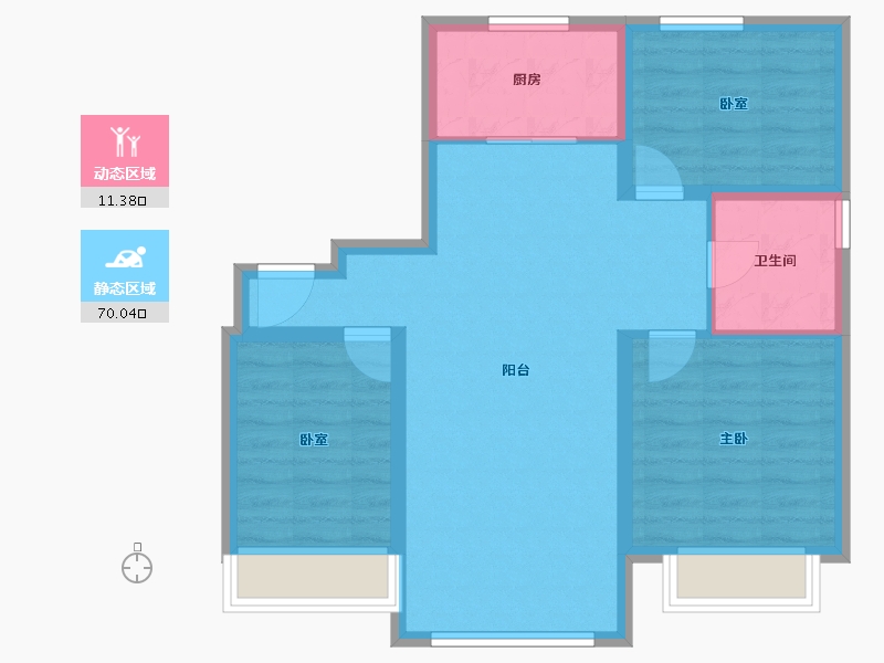 新疆维吾尔自治区-乌鲁木齐市-碧桂园·三元里-72.78-户型库-动静分区