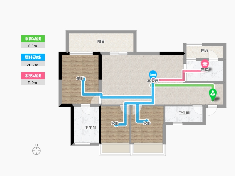 四川省-遂宁市-遂宁健康城圣平澜岸-89.70-户型库-动静线