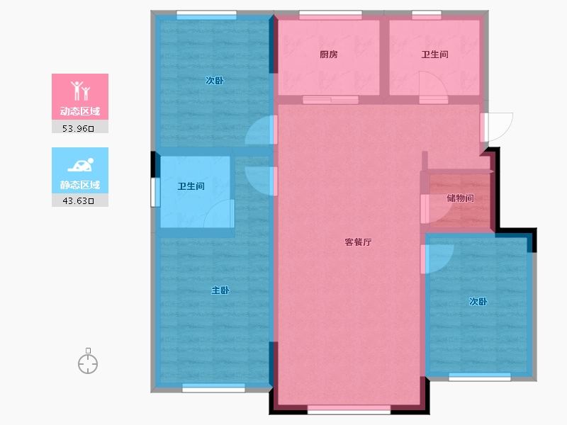 吉林省-通化市-颐合城·溪望-86.68-户型库-动静分区