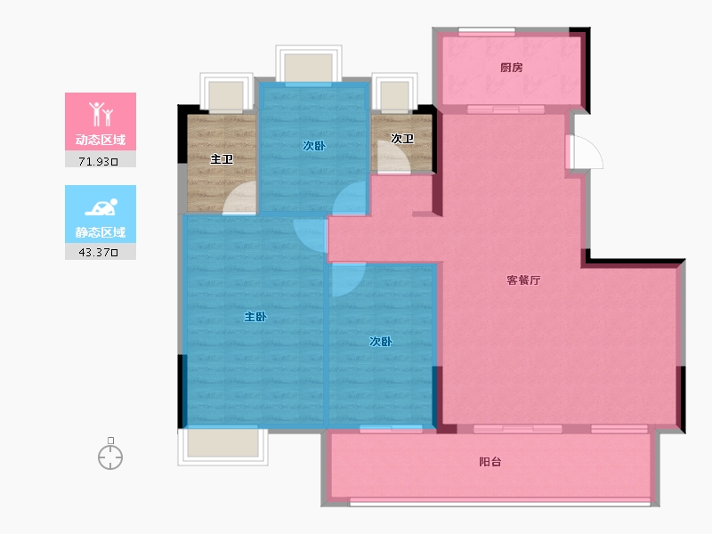 湖北省-宜昌市-金亚东湖书院-112.80-户型库-动静分区