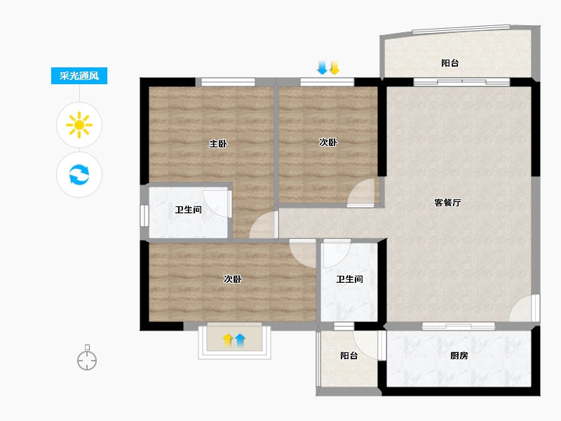 海南省-海口市-隆德清泉上城-87.94-户型库-采光通风