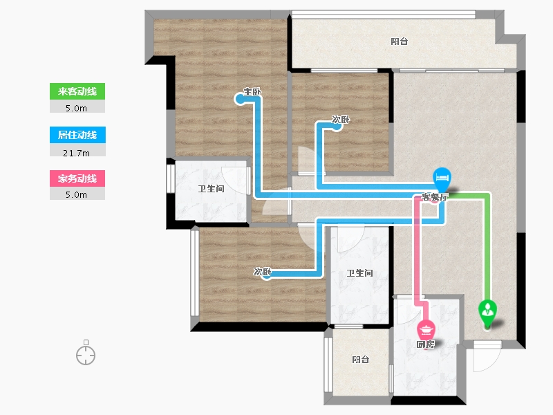 四川省-遂宁市-遂宁健康城圣平澜岸-87.40-户型库-动静线