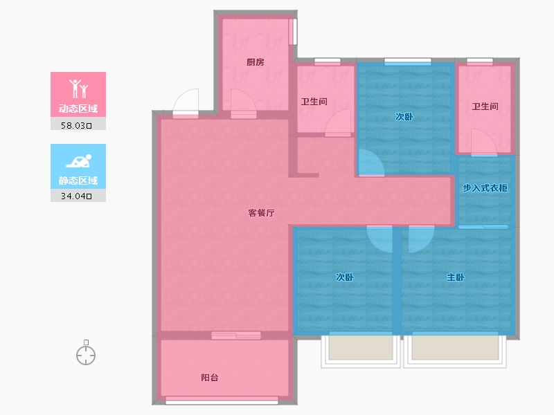 河南省-安阳市-​丛台金榕湾-81.60-户型库-动静分区