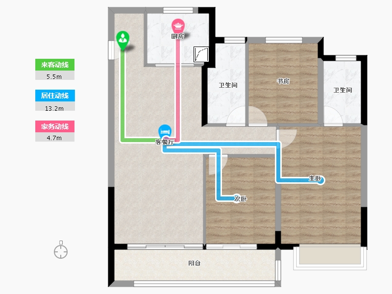 安徽省-蚌埠市-世茂中梁·云锦园-95.25-户型库-动静线