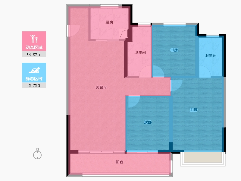 安徽省-蚌埠市-世茂中梁·云锦园-95.25-户型库-动静分区