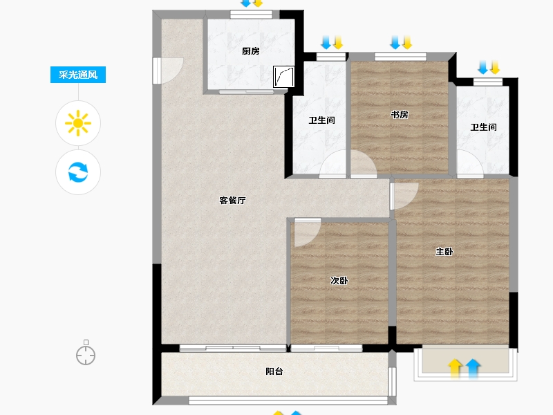 安徽省-蚌埠市-世茂中梁·云锦园-95.25-户型库-采光通风