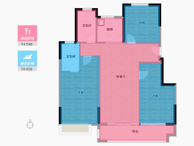 安徽省-蚌埠市-世茂中梁·云锦园-94.53-户型库-动静分区