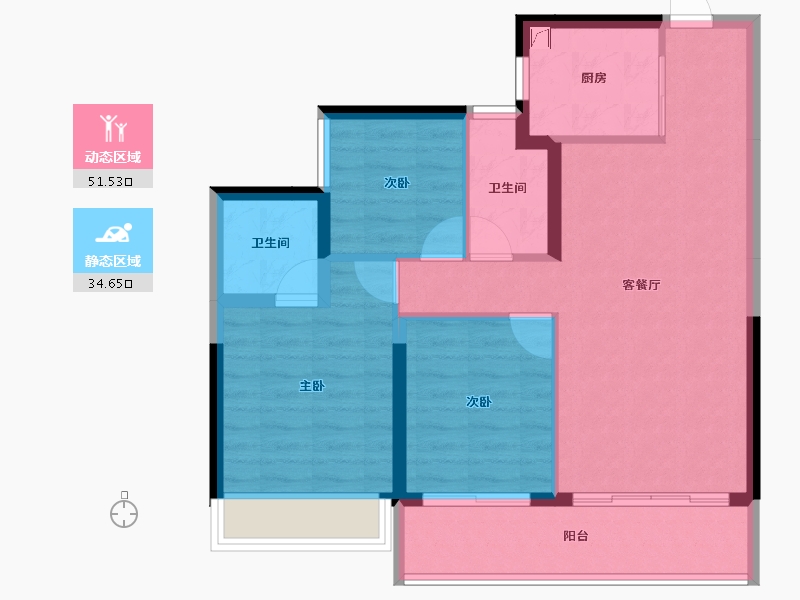 广东省-汕头市-龙光逸景阳光嘉府-77.40-户型库-动静分区