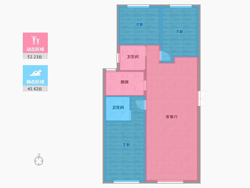 新疆维吾尔自治区-乌鲁木齐市-和瑞悦府-86.80-户型库-动静分区