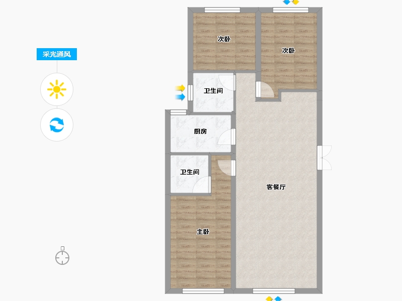 新疆维吾尔自治区-乌鲁木齐市-和瑞悦府-86.80-户型库-采光通风