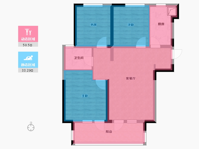 河北省-廊坊市-荣盛桃李观邸-73.82-户型库-动静分区