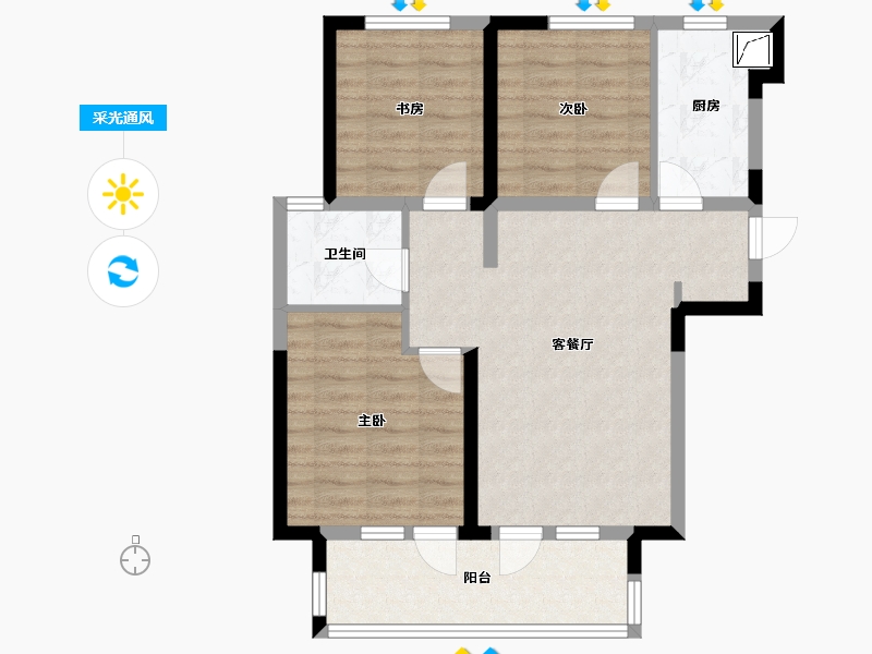 河北省-廊坊市-荣盛桃李观邸-73.82-户型库-采光通风