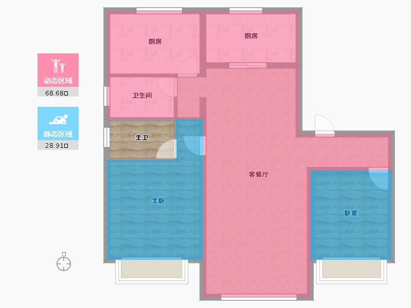 新疆维吾尔自治区-乌鲁木齐市-碧桂园·三元里-91.75-户型库-动静分区