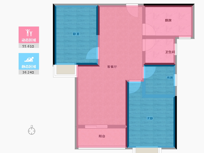 湖北省-黄冈市-皇家御府-81.61-户型库-动静分区