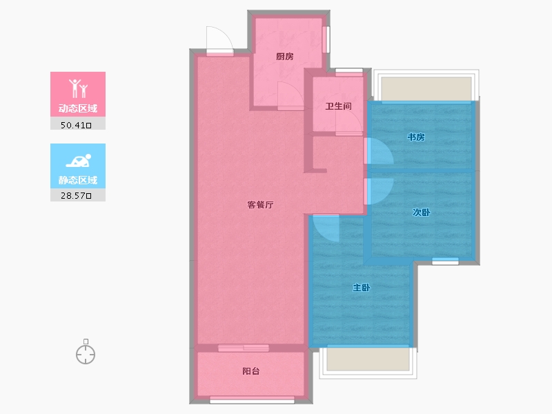 湖北省-鄂州市-金地格林映象-70.00-户型库-动静分区