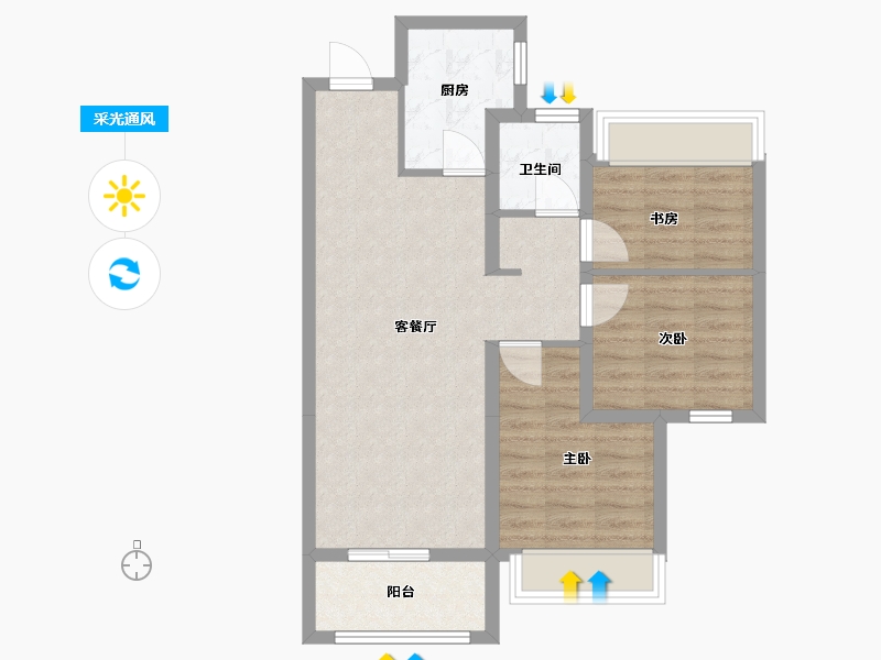 湖北省-鄂州市-金地格林映象-70.00-户型库-采光通风