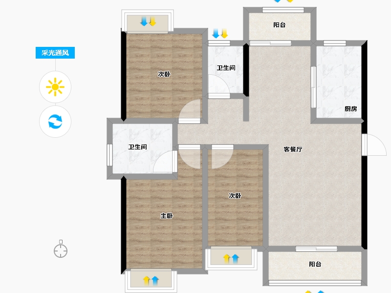 湖北省-黄冈市-皇家御府-106.40-户型库-采光通风