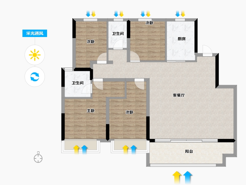 河南省-安阳市-滑县正商兰庭华府-113.20-户型库-采光通风