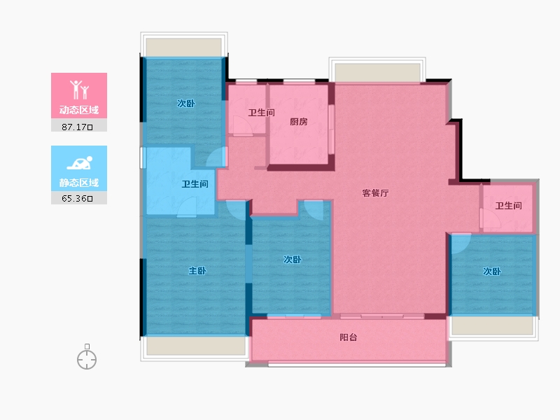 江苏省-淮安市-建发水利天玺湾·雅苑-138.77-户型库-动静分区