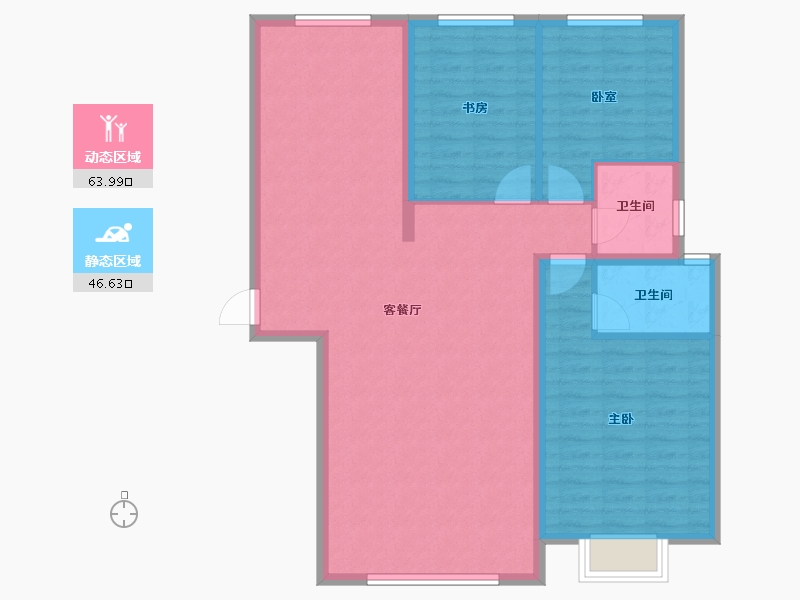 内蒙古自治区-鄂尔多斯市-学府名苑-100.83-户型库-动静分区