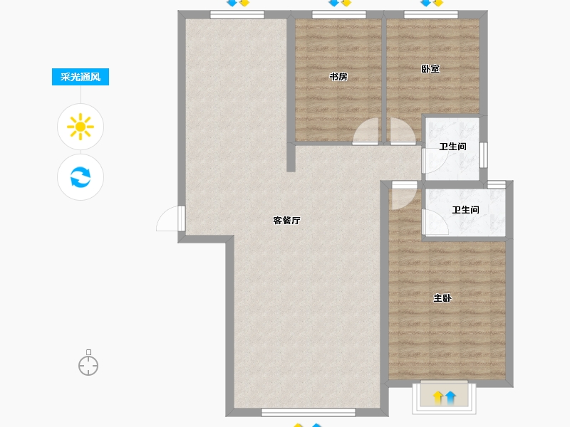 内蒙古自治区-鄂尔多斯市-学府名苑-100.83-户型库-采光通风